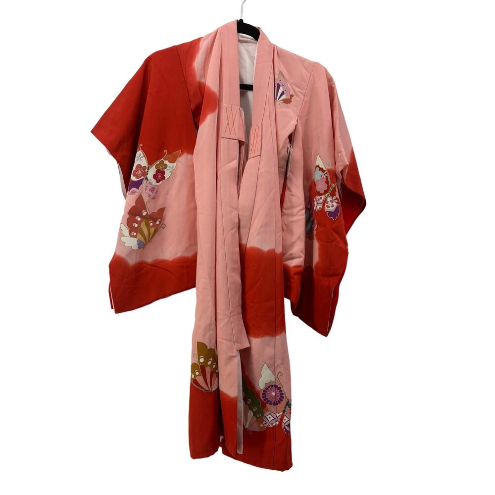 Japanese Kimono Womens XXS Pink Red Robe Costume Traditional Child Dress Up - Picture 1 of 16